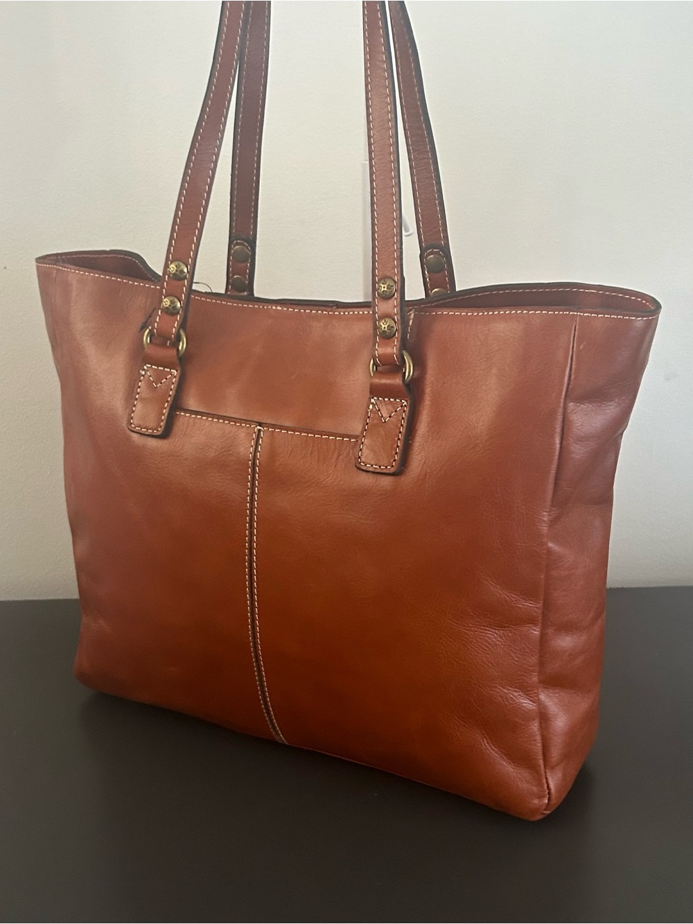 Patricia Nash Brown Italian Leather Large Tote Shoulder Bag Work Laptop - Picture 5 of 12